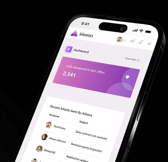 Aleesa mobile dashboard mockup
